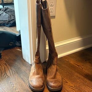 Born Tall Over-the-Knee Leather Boots in Cognac Brown